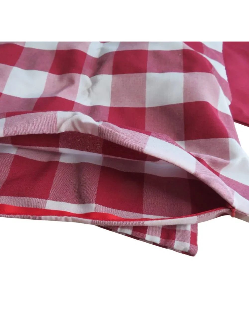 Set of 4 Red White Plaid Solid Pillow Covers 18